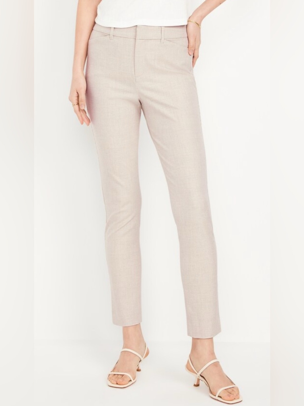 Old Navy High Rise Pixie Skinny Pants || Size 4 || White Plaid